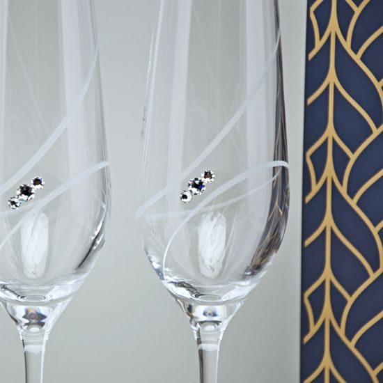 Set 2 sklenic na sekt 210 ml, Helix, krystaly Swarovski, DIAMANTE