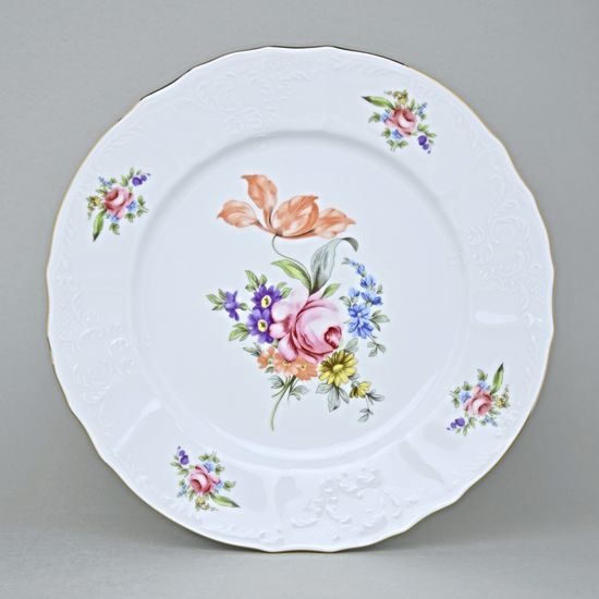 Plate flat 25 cm, Thun 1794 Carlsbad porcelain, BERNADOTTE Meissen Rose