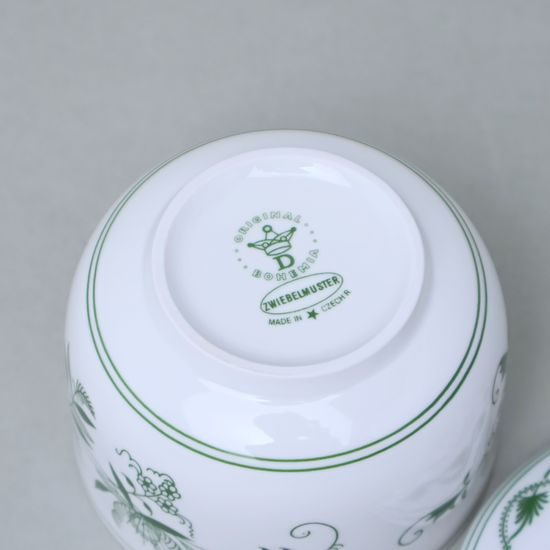 Cukřenka bez oušek s víčkem s výřezem 0,20 l, zelený cibulák, Český porcelán a.s.