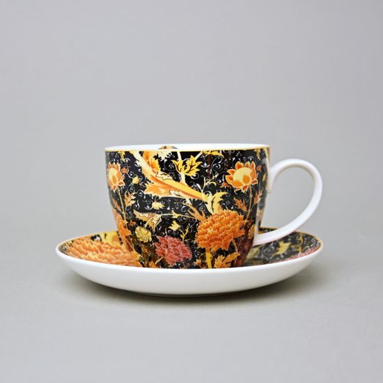 Cup Jumbo 470 ml + saucer 17 cm, William Morris, Cray floral, porcelain Duo Gifts