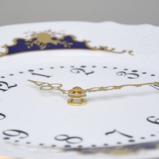 Hodiny nástěnné 27 cm, Thun 1794, karlovarský porcelán, BERNADOTTE zlato-kobalt