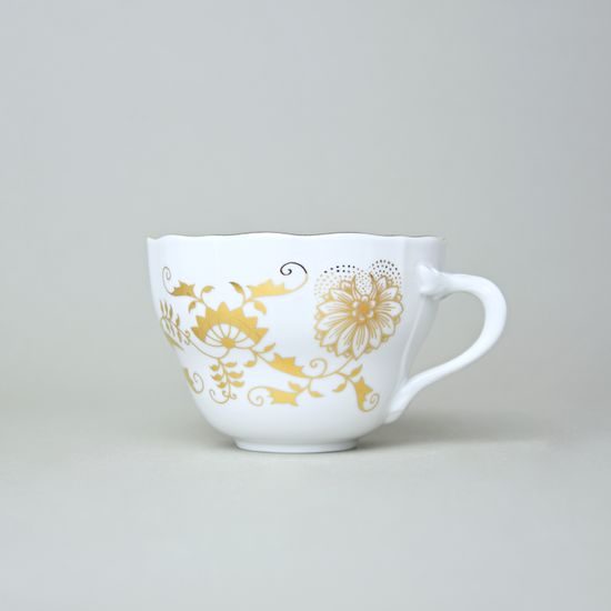 Šálek vysoký B, 210 ml na kafe, zlatý Cibulák, Český porcelán z Dubí