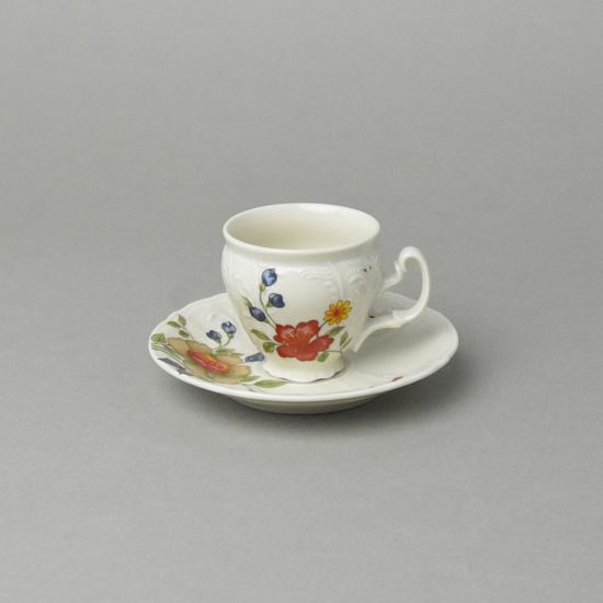 BERNADOTTE ivory čínské květy: Šálek a podšálek Espresso 75 ml / 12 cm, Thun 1794, karlovarský porcelán