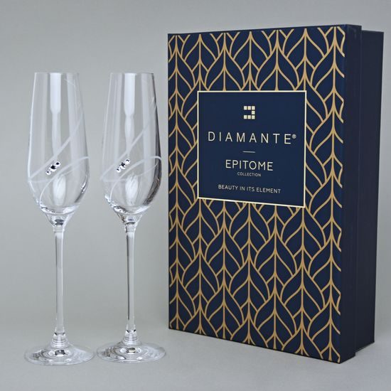 Set 2 sklenic na sekt 210 ml, Helix, krystaly Swarovski, DIAMANTE