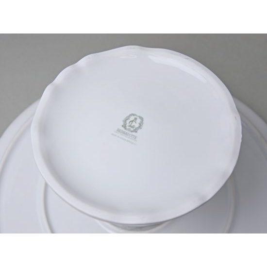 Talíř dortový na noze 32 cm, Thun 1794, karlovarský porcelán, BERNADOTTE bílá