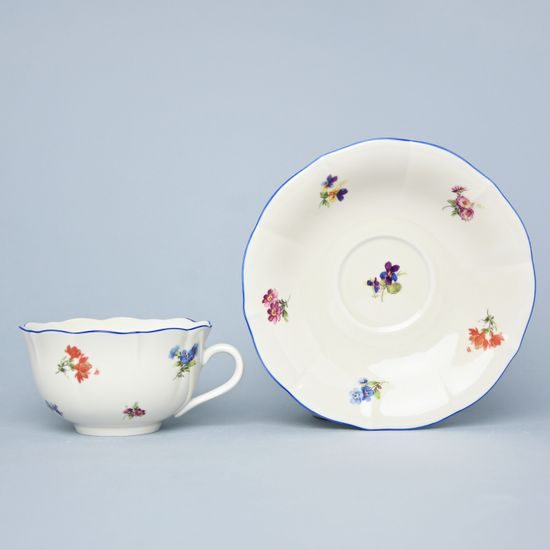 Cup and saucer mirror C/1 plus ZC1 0,20 l / 15,5 cm for tea, Hazenka IVORY, Cesky porcelan a.s.