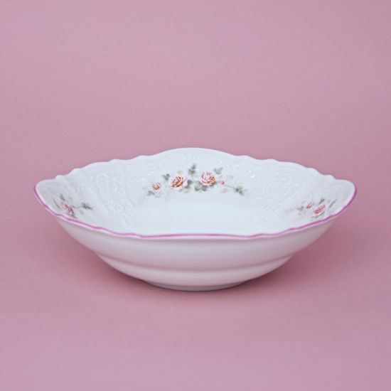 Pink line: Bowl 23 cm, Thun 1794 Carlsbad porcelain, BERNADOTTE roses