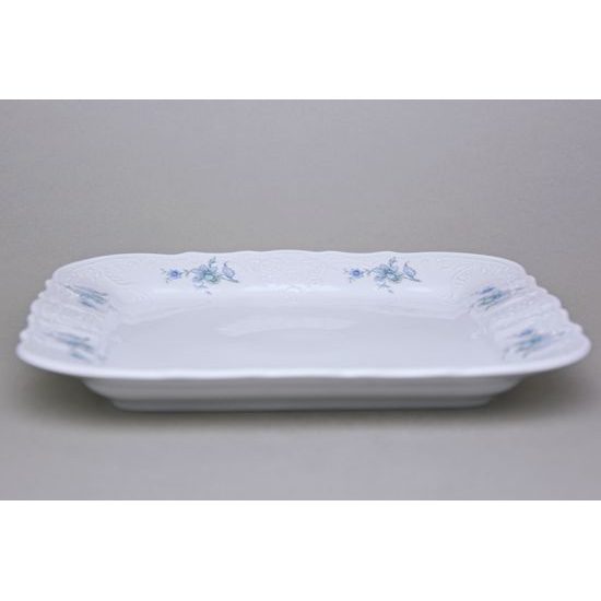 BERNADOTTE modrý květ: Podnos 4-hranný 26 cm, Thun 1794, karlovarský porcelán