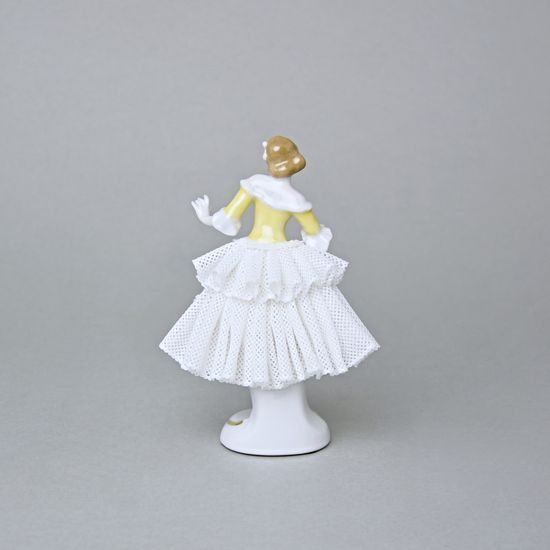 Tanečnice s krajkou (žlutá) 8 x 6 x 12 cm, Kurt Steiner, Porcelánové figurky Unterweissbacher