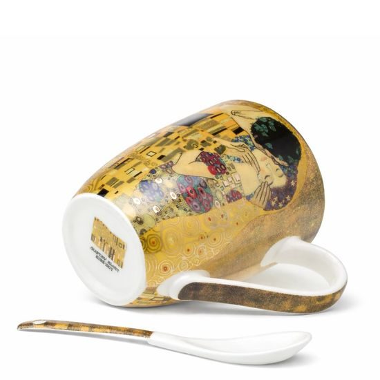 Hrnek 325 ml + porcelánová lžička, G. Klimt, Polibek, Marco Polo