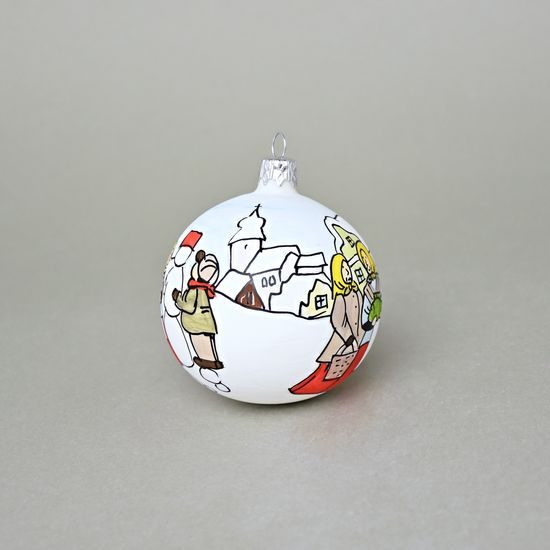 Christmas Tree Decoration Ball "Czech Winter 1918", 7,5 cm, Decor n. 3, Hand-decorated