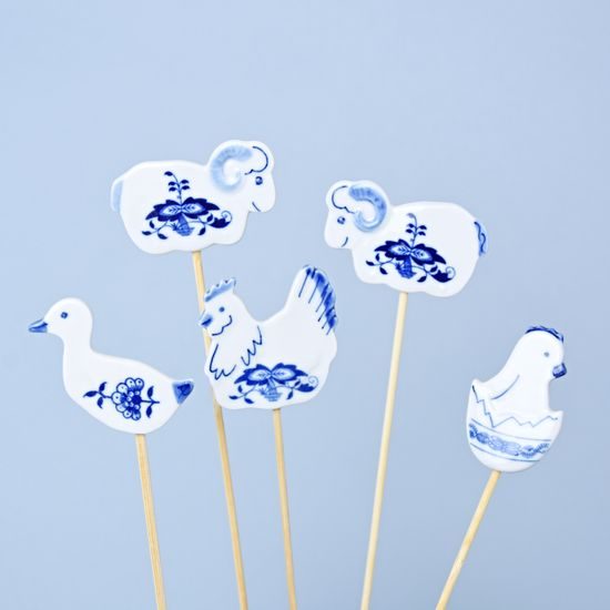 Easter decoration Lamb on skewer , 6 x 3,7 cm, Original Blue Onion Pattern