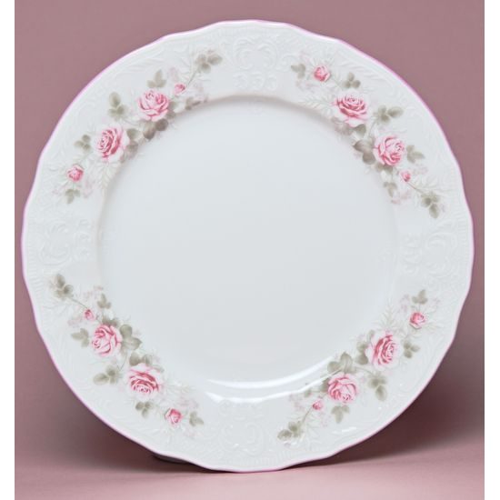 Růžová linka: Mísa mělká kulatá 30 cm, Thun 1794, karlovarský porcelán, BERNADOTTE růžičky