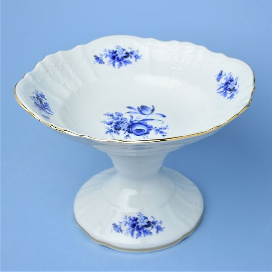 Bowl 25 cm footed, Thun 1794 Carlsbad porcelain, BERNADOTTE blue rose