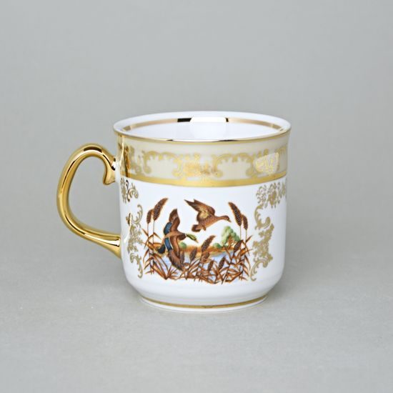 Mug Gustav 0,31 l, Hunting brown  plus  gold, 6 pcs., Carlsbad porcelain