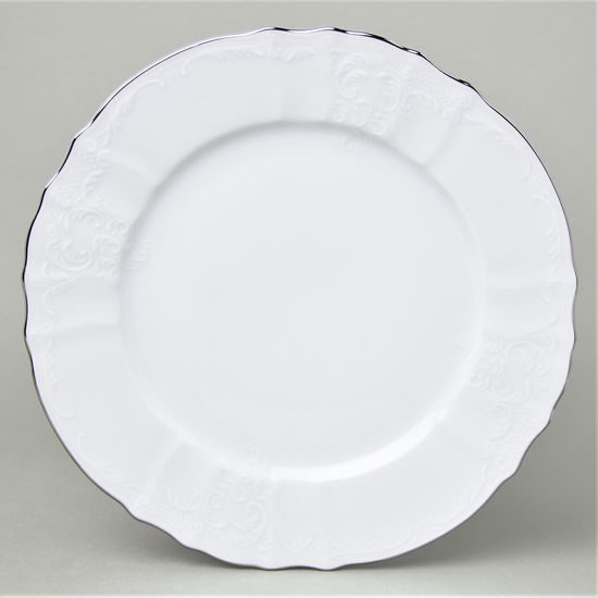 Dinner plate 27 cm, Thun 1794 Carlsbad porcelain, BERNADOTTE platinum
