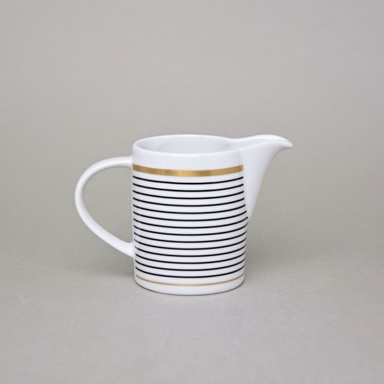 Creamer 180 ml, ELLA Black-Gold Stripes, Thun 1794 Carlsbad Porcelain