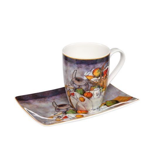 Mug 0,37 l + saucer 19,5 cm Still Life II, fine bone porcelain, Paul Cézanne, Goebel