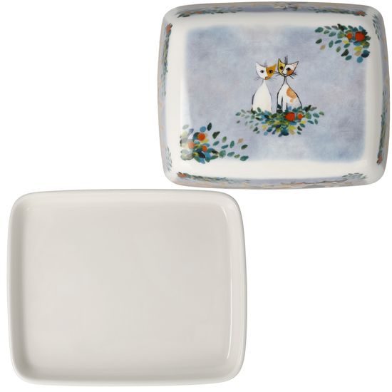 Máslenka Tempi felici 14 / 11,5 / 6 cm, jemný kostní porcelán, Kočky Goebel R. Wachtmeister