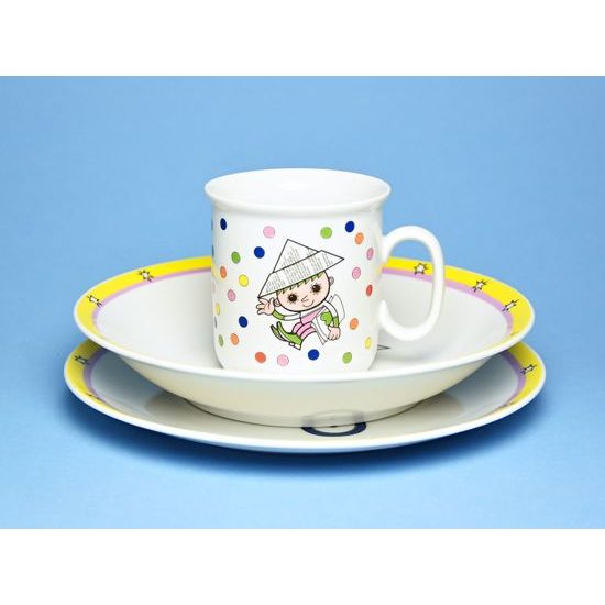 Children's set Vecernicek 3 pcs., mug with dots, Thun 1794 Carlsbad porcelain