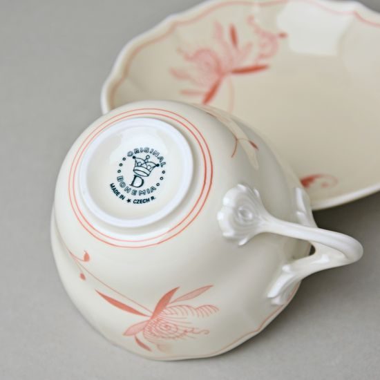 Šálek a podšálek B + B, 210 ml / 14 cm na kávu, cibulák ECO červený na ivory, Český porcelán a.s.