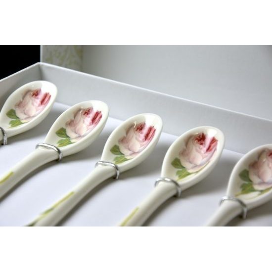 Redoute Rose: Lžička 14 cm, anglický kostní porcelán Roy Kirkham