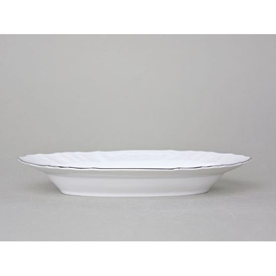 Frost classic: Oval dish 24 cm, Thun 1794 Carlsbad porcelain, BERNADOTTE frost, Platinum line