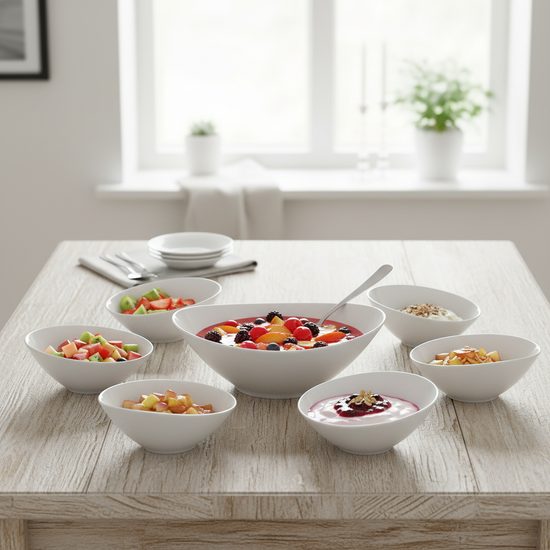 Kompotová souprava pro 6 osob velká, Thun 1794, karlovarský porcelán, Loos nedekor