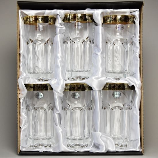 Astra Gold: Sklenice vysoká (long drink) 370 ml, 6 ks. křišťál, Provenza, Antique Golden Black dekor