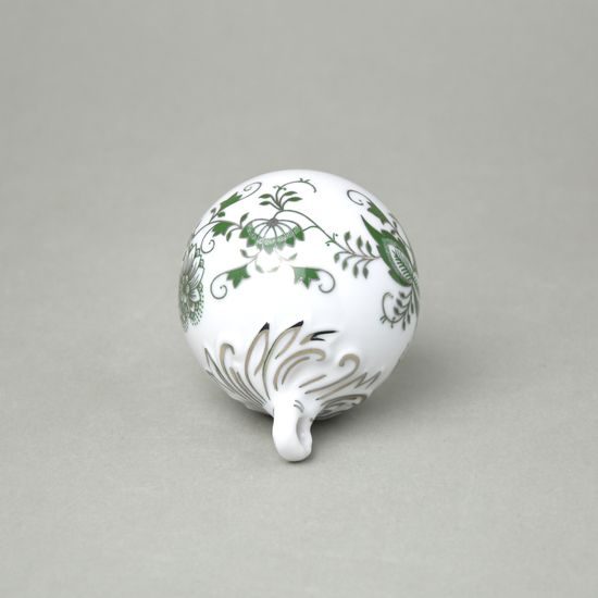 Christmas decoration - ball 7 cm, Original Green Onion pattern + platinum