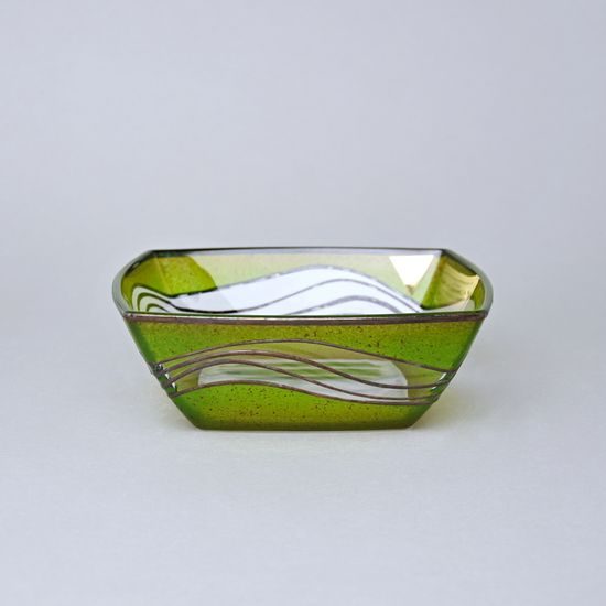 Studio Miracle: Miska zeleno-hnědá, 16 cm, ruční dekorace Vlasta Voborníková