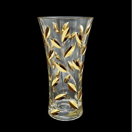 Astra Gold: Vase 30 cm, Golden leafs, crystal, Laurus