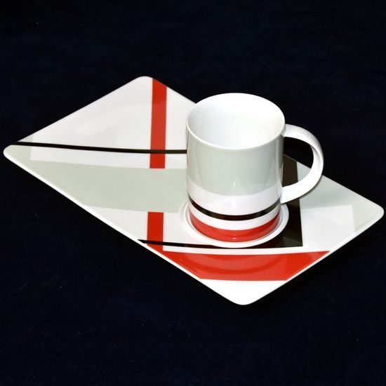 Cup 230 ml plus tray 27 x 16 cm, Contura 4197, Tettau porcelain