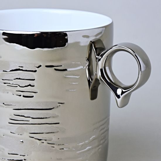 RESET, Hrnek / šálek čaj 370 ml, Titanová platina, design Tomáš Vrána, Český porcelán a.s.