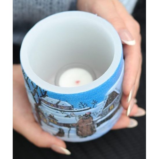 Tea light Latern with 3D illustration of JOSEF LADA "Watchman", Glassor