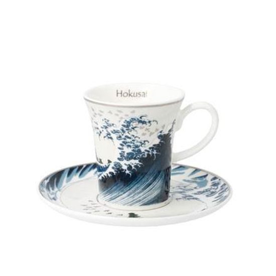 Šálek a podšálek Velká vlna II, 100 ml / 12 cm, jemný kostní porcelán, K. Hokusai, Goebel