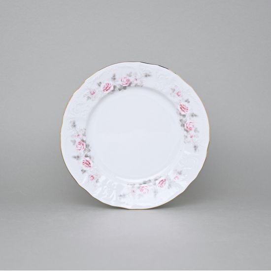 Gold line: Plate dessert 19 cm, Thun 1794 Carlsbad porcelain, Bernadotte roses