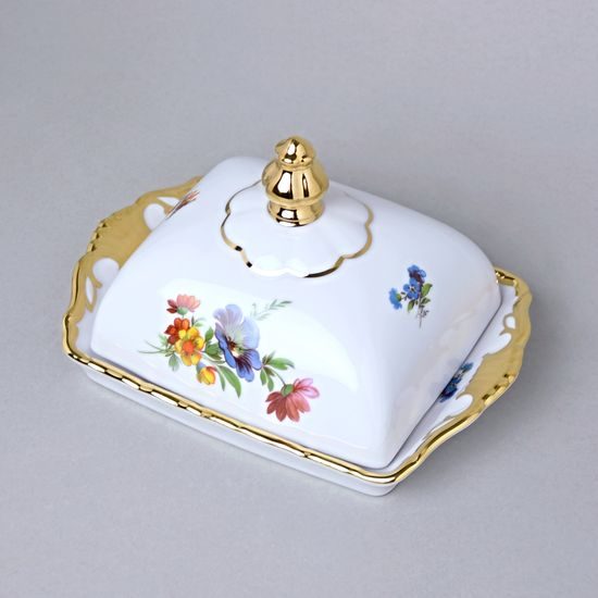 Máslenka na 250 g máslo, Aristokrat, Queens Crown, Original Bohemia porcelain
