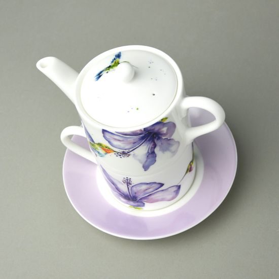 Kolibřík: Čajová sada pro jednoho, anglický kostní porcelán, Roy Kirkham