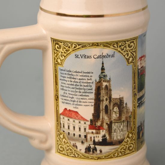 Korbel Prague 620 ml, BAREVNÝ, tvar Bavor, keramika Bechyně