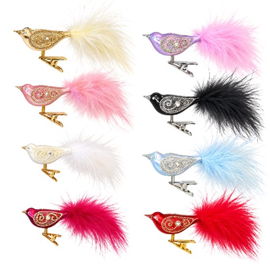 Christmas Chubby Bird Ornament, 5.5 cm, Assorted Colors (Random Selection), Czech Ornaments MIJA