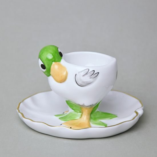 Egg cup 7 cm, Green Duck, Lindner porcelain