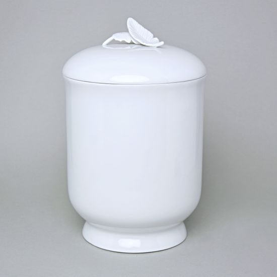 Porcelain Urn Case With Feather 29,5 cm, White, Royal Dux Bohemia