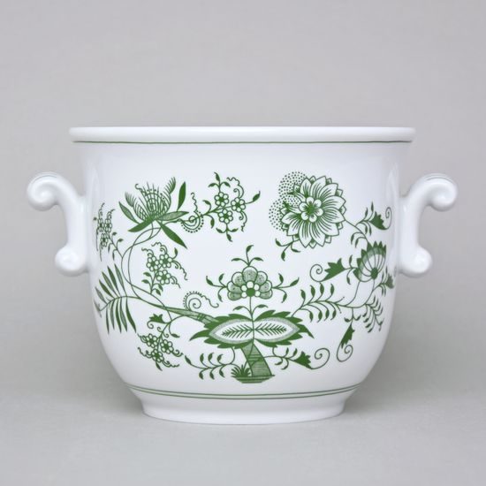 Květináč s uchy bez nožky pr. 16; v. 13,5 cm, zelený cibulák, Český porcelán a.s.