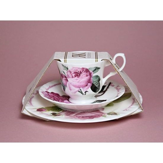 Versailles: Trio Set - Tea Cup 220 ml, Saucer breakfast and Dessert Plate, English Fine Bone China, Roy Kirkham