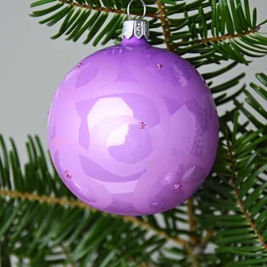 Vánoční skleněné koule 4 ks sada, 7 cm, Basic Lila + Kahuri, České vánoční ozdoby KOULIER