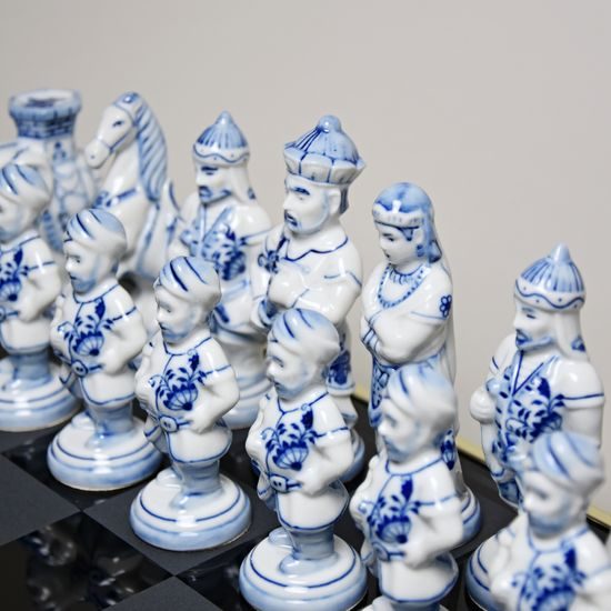 Porcelain Chess, 41 cm, Original Blue Onion pattern, Duchcov