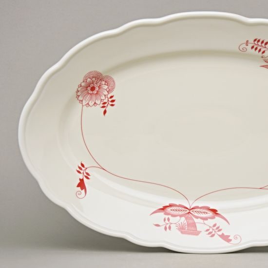 Mísa oválná 35 cm, cibulák ECO červený na ivory, Český porcelán a.s.