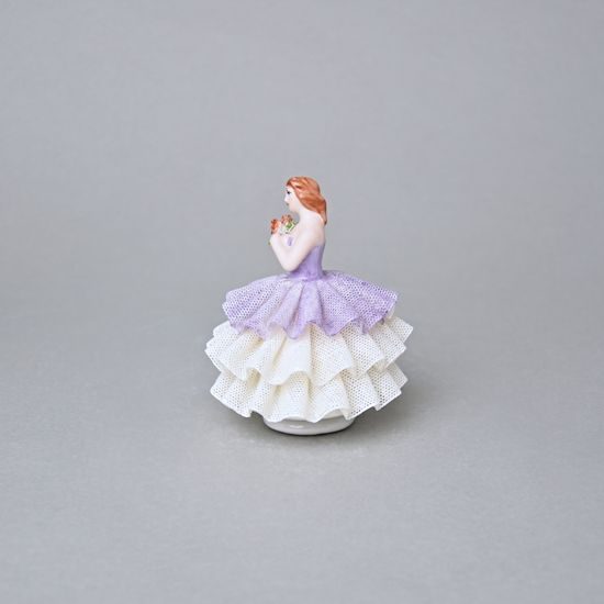 Panenka s krajkovou sukní, 1 - Fialová, 8 x 8 x 9 cm, figurky Duchcov