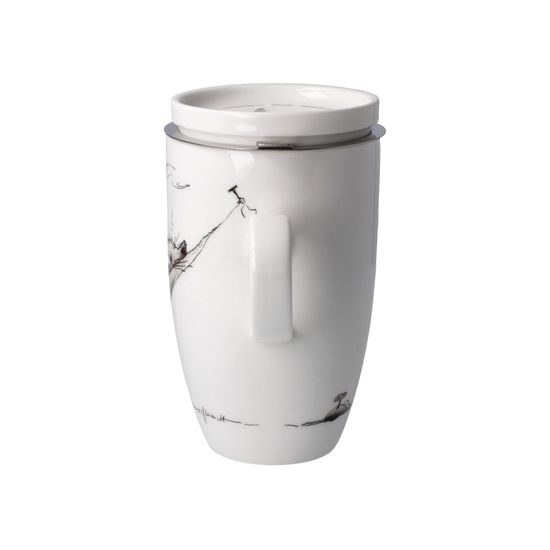 Cup with strainer and lid Just Relax 450ml, Fine Bone China and metal, P. Schnellhardt, Goebel
